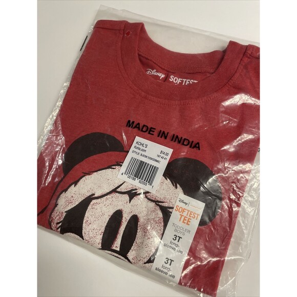 Jumping Bean Disney Mickey Mouse Santa Hat Long Sleeve Graphic Tee Toddler 3T - Picture 5 of 5